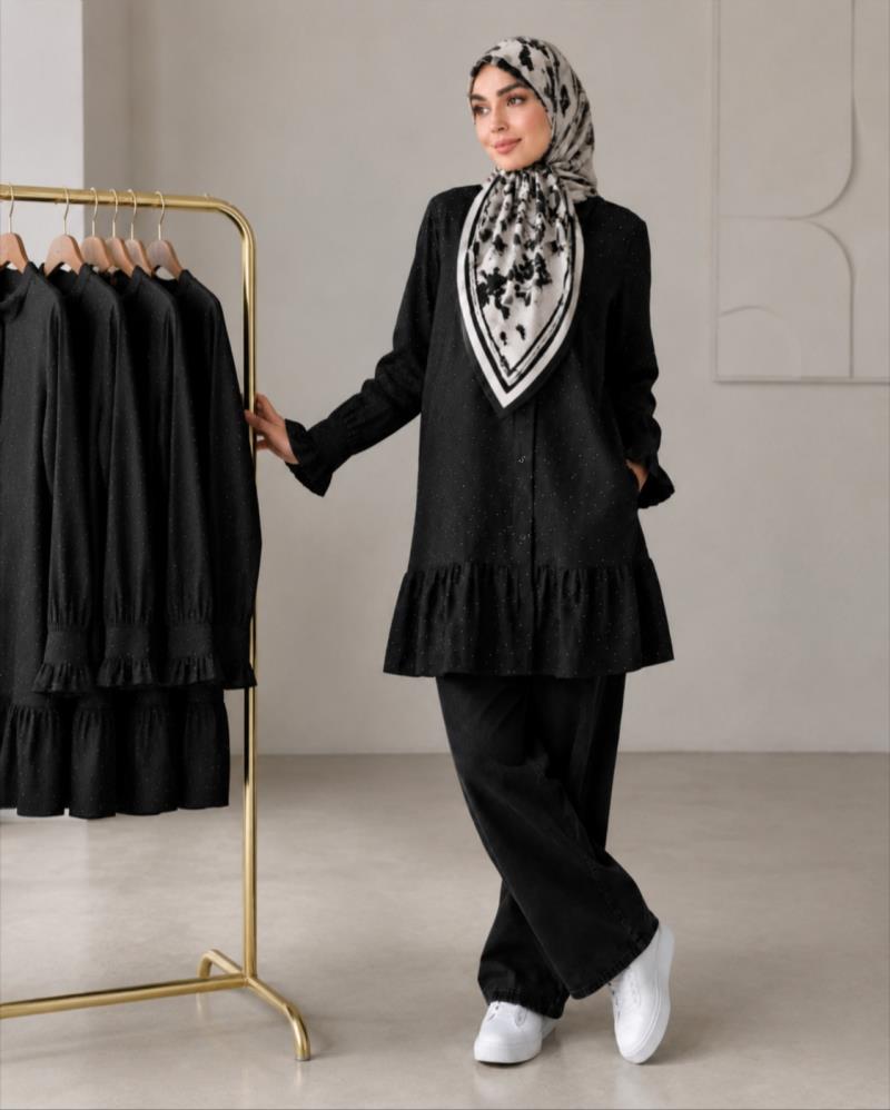 تونیک مانتویی خالخالی